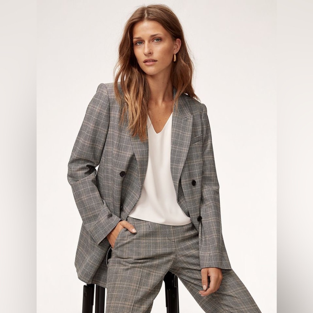 Babaton Gray Plaid Blazer